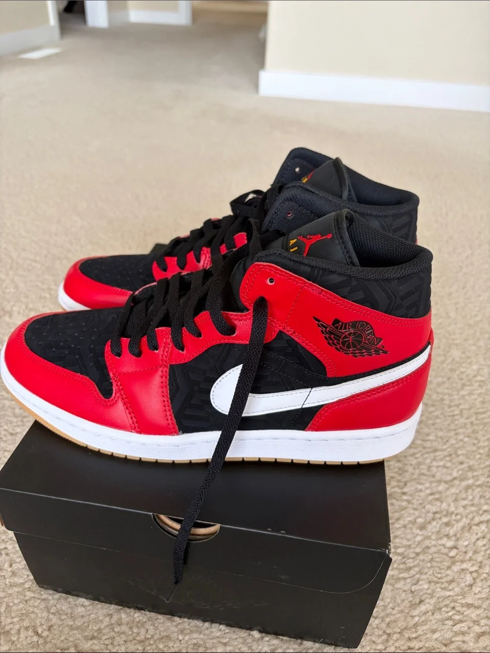 Jordan Mid-Top Sneakers - Black/Red/White